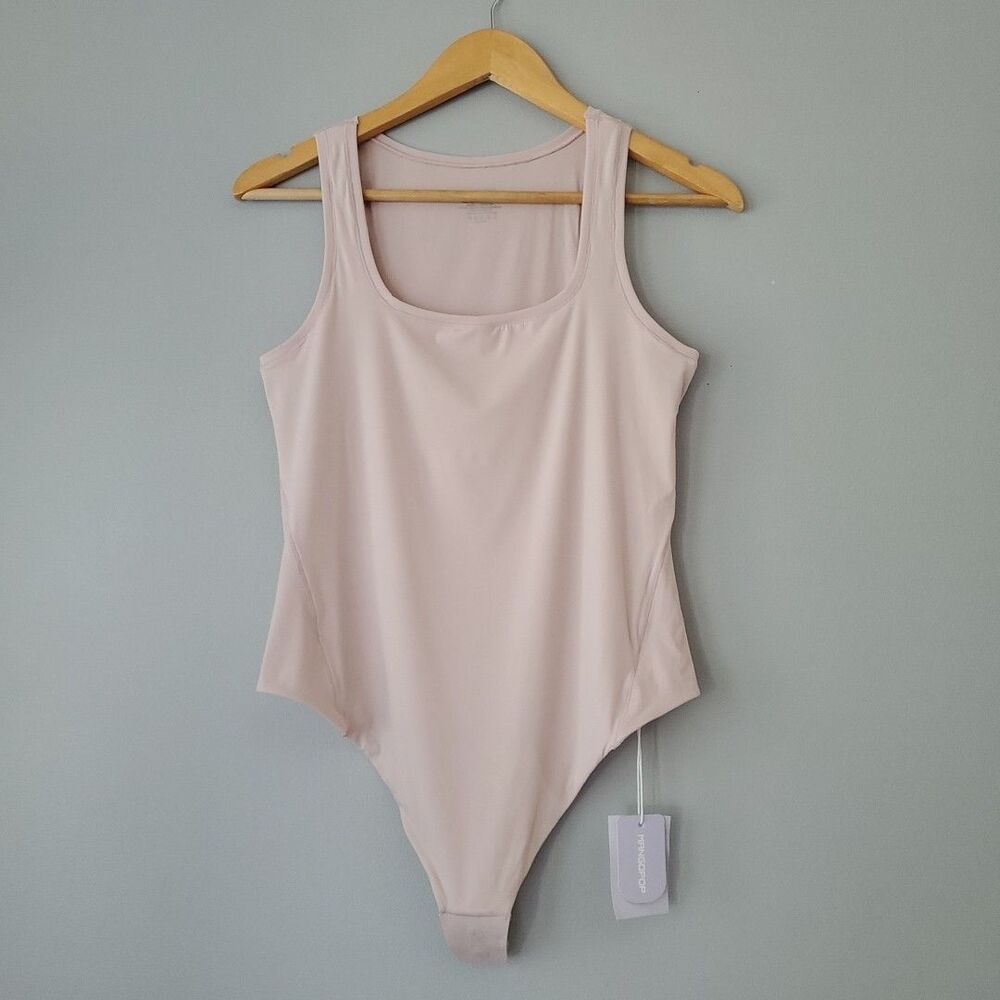 MangoPop Dusty Rose Scoop Neck Sleeveless One Piece Bodysuit Womens Large